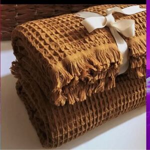 Turkish Aegean Cotton Blanket,Pre washed,Mashing washable,Mustard
50 x 72, NWT